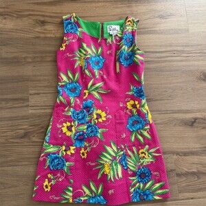 Vintage 90s Lilly Pulitzer Dress Womens Size 10 Pink Floral Shift Knee Lined
